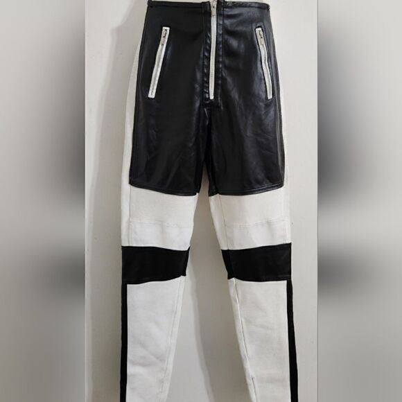Mistress Rocks Los Angeles PU Black and White Pants Size M - Picture 4 of 11